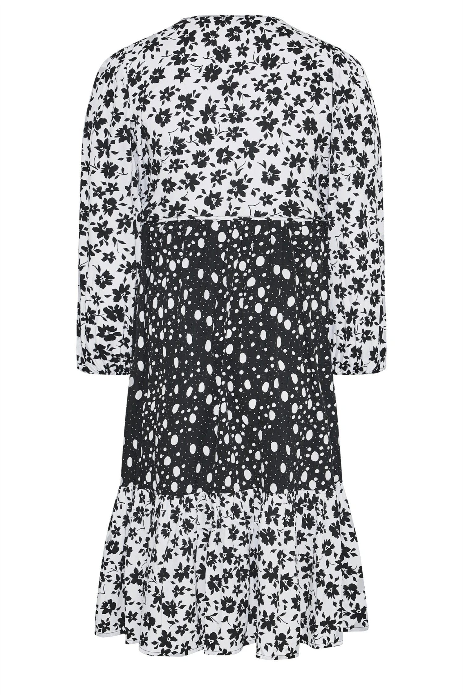 LIMITED COLLECTION Curve Black & White Floral Wrap Dress 8 LIMITED COLLECTION Curve Black & White Floral Wrap Dress - Image 6