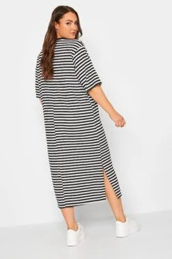 YOURS Curve Black Stripe Midaxi Dress -Plus Size Apparel Shop 3f789245 238b 4e 137555 C