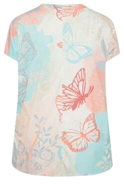 YOURS Curve White Butterfly Print T-Shirt -Plus Size Apparel Shop 3f902b33 f574 42 302105 Y