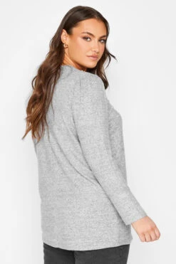 YOURS Curve Grey Pearl Embellished Soft Touch Top -Plus Size Apparel Shop 4011cf3a 46ed 48 301420 C