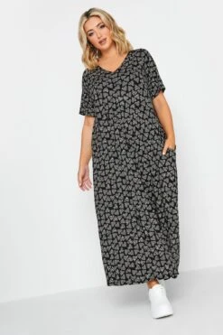 YOURS Curve Black Heart Print Maxi Dress