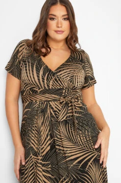 YOURS Curve Brown Leaf Print Wrap Dress -Plus Size Apparel Shop 40c9b971 7669 40 301601 D
