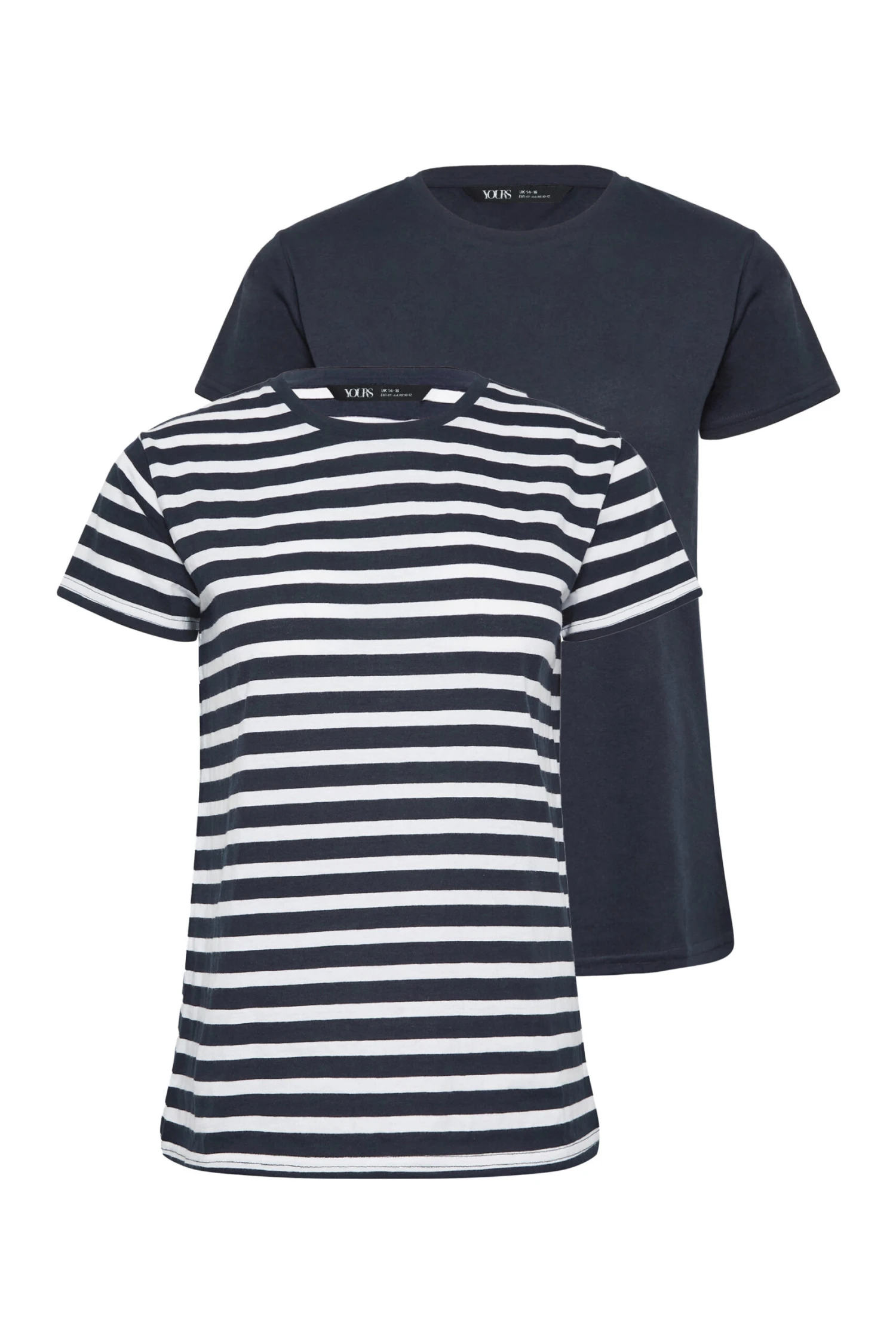 YOURS PETITE Curve 2 PACK Navy Blue & White Stripe T-Shirts 7 YOURS PETITE Curve 2 PACK Navy Blue & White Stripe T-Shirts - Image 5