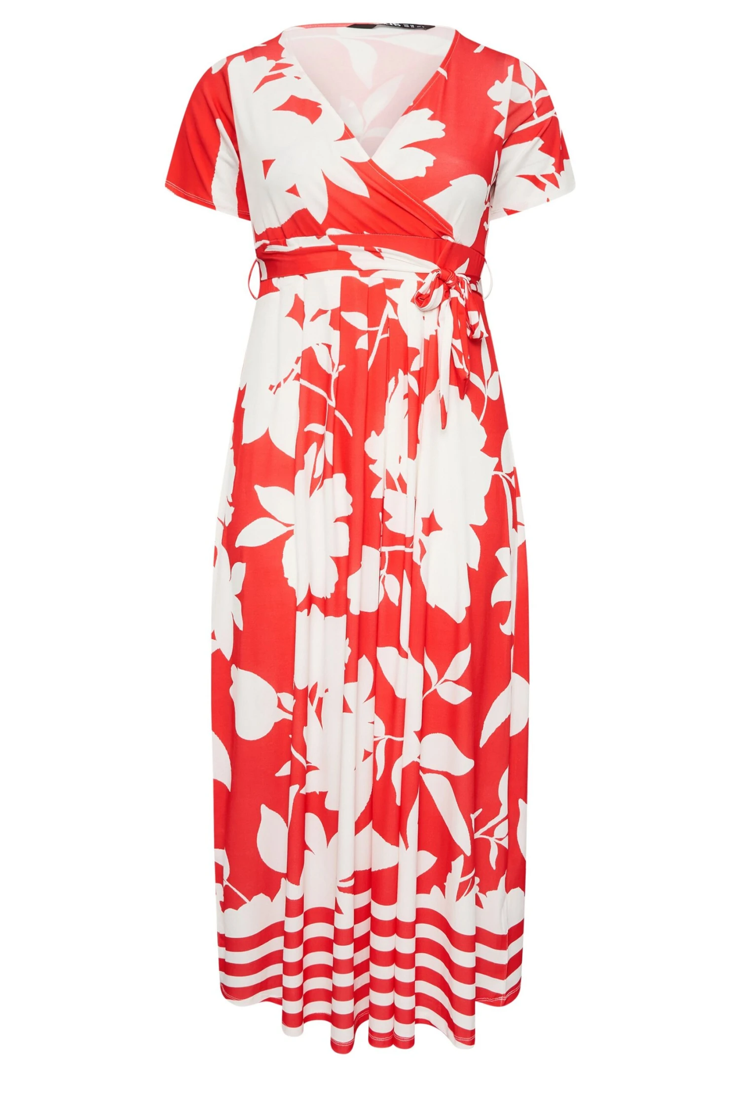 YOURS Curve Red Floral Midaxi Wrap Dress 7 YOURS Curve Red Floral Midaxi Wrap Dress - Image 5