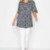 YOURS Curve Black Floral Pleat Front Swing Top -Plus Size Apparel Shop 42817508 e351 44 302168 B