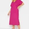 YOURS Curve Pink Side Split Midaxi T-Shirt Dress -Plus Size Apparel Shop 4281c6cd d40d 47 137273 B