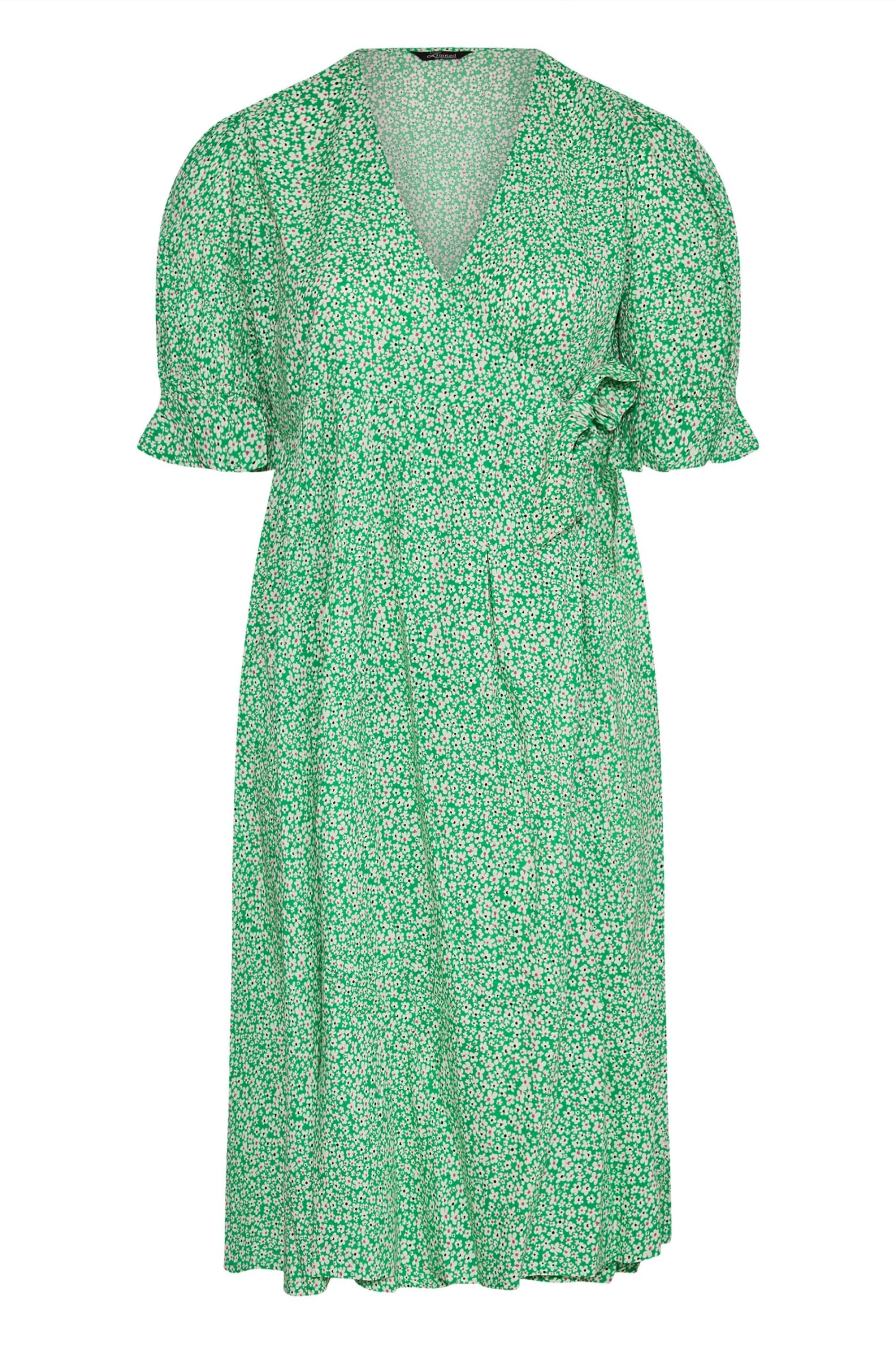 LIMITED COLLECTION Curve Green Ditsy Wrap Dress 7 LIMITED COLLECTION Curve Green Ditsy Wrap Dress - Image 5