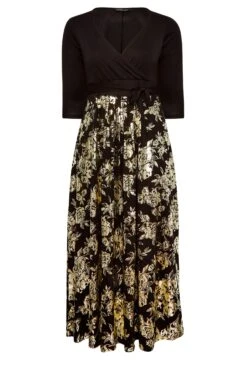 YOURS LUXURY Curve Black Foil Floral Print Wrap Dress -Plus Size Apparel Shop 45442ca5 35ef 43 301807 X