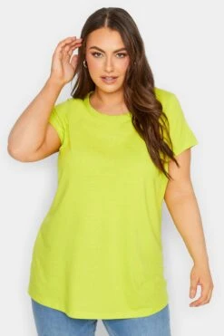 YOURS Curve 3 PACK Lime Green & Orange Essential T-Shirts