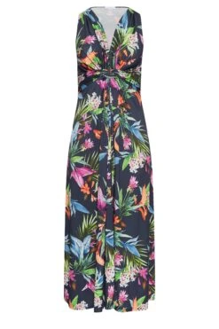 YOURS LONDON Curve Navy Blue Tropical Print Knot Front Maxi Dress 12 YOURS LONDON Curve Navy Blue Tropical Print Knot Front Maxi Dress -Plus Size Apparel Shop 45d31621 7117 48 162142 X