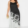YOURS Curve Black Floral Print Colour Block Maxi Dress -Plus Size Apparel Shop 478a05f6 43e8 47 301027 B