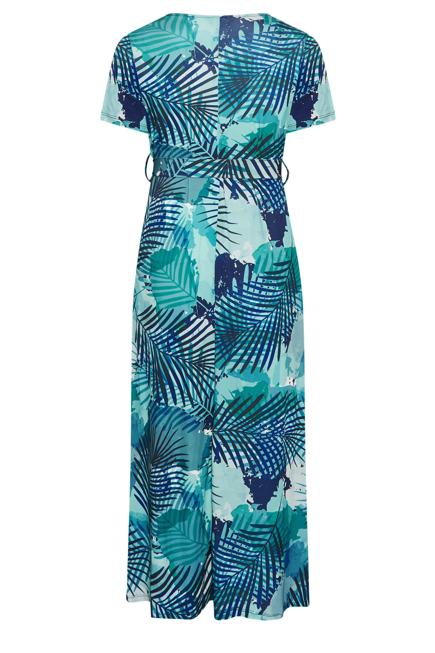 YOURS Curve Blue Leaf Print Wrap Maxi Dress 8 YOURS Curve Blue Leaf Print Wrap Maxi Dress - Image 6