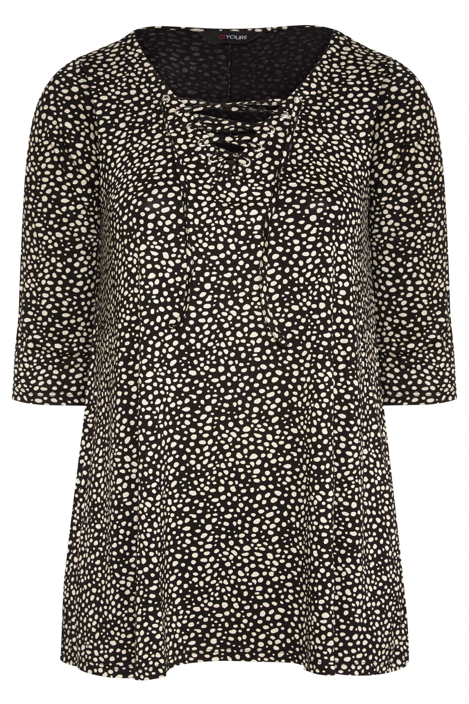 YOURS Curve Black Spot Lace Up Top 7 YOURS Curve Black Spot Lace Up Top - Image 5