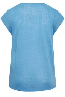 YOURS Curve Blue Linen Look T-Shirt 13 YOURS Curve Blue Linen Look T-Shirt -Plus Size Apparel Shop 4a179b7b 5d96 4a 320654 YR