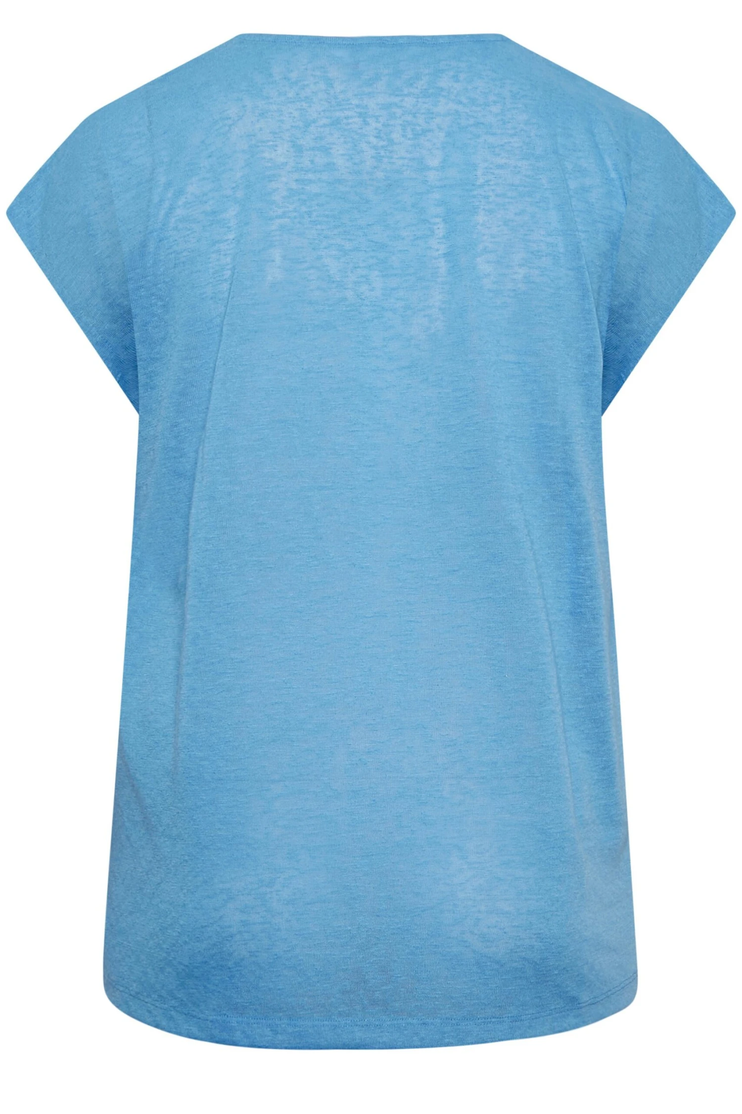 YOURS Curve Blue Linen Look T-Shirt 8 YOURS Curve Blue Linen Look T-Shirt - Image 6