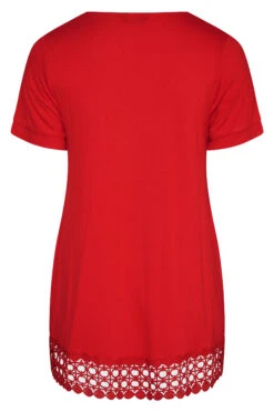 YOURS Curve Red Crochet Detail Peplum Tunic -Plus Size Apparel Shop 4b4630ac 7fdc 49 191901 BK