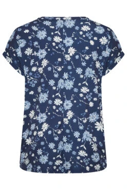 YOURS Curve Navy Blue Floral V-Neck Shirt -Plus Size Apparel Shop 4c4c4df9 ec09 48 320962 Y