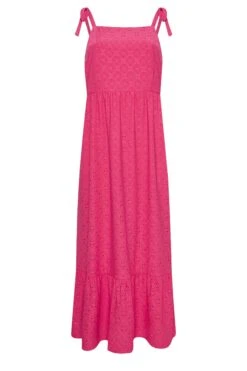 YOURS Curve Hot Pink Broderie Anglaise Maxi Dress -Plus Size Apparel Shop 4ce8e526 9fe6 4a 137567 X