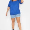 YOURS Curve Blue Textured Bubble Hem Top -Plus Size Apparel Shop 4d0cc73d b2d0 40 320928 B
