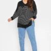 YOURS Curve Black Stripe Colour Block Top -Plus Size Apparel Shop 4d11c9f8 5aa1 4e 301621 B