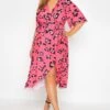 YOURS LONDON Curve Bright Pink Leopard Print Midi Wrap Dress -Plus Size Apparel Shop 4f557955 6728 40 161388 A