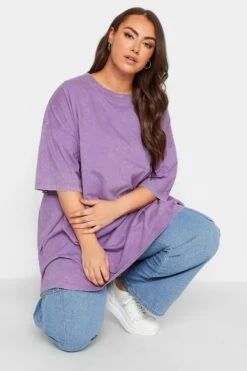 YOURS Curve Purple Acid Wash Tunic T-Shirt -Plus Size Apparel Shop 50081fdf d4fb 4f 320702 D