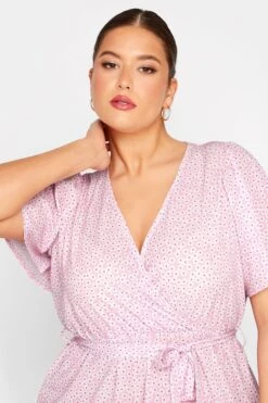 LIMITED COLLECTION Curve Pink Ditsy Floral Print Wrap Dress 9 LIMITED COLLECTION Curve Pink Ditsy Floral Print Wrap Dress -Plus Size Apparel Shop 50844333 251d 4a 215605 D
