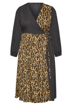 LIMITED COLLECTION Curve Black Contrast Leopard Polka Dot Print Wrap Dress -Plus Size Apparel Shop 50c212c8 4436 4d 214899 X