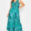 YOURS LONDON Curve Blue Tropical Print Knot Front Maxi Dress
