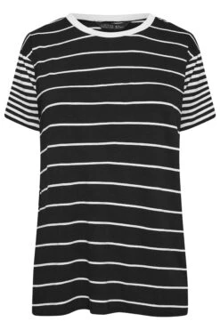 LIMITED COLLECTION Curve Black Mixed Stripe Print T-Shirt -Plus Size Apparel Shop 51cf5602 6769 43 215618 X