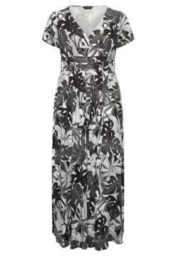 YOURS Curve Black & White Floral Leaf Print Front Tie Maxi Dress 12 YOURS Curve Black & White Floral Leaf Print Front Tie Maxi Dress -Plus Size Apparel Shop 52679fca 8068 49 301698 X
