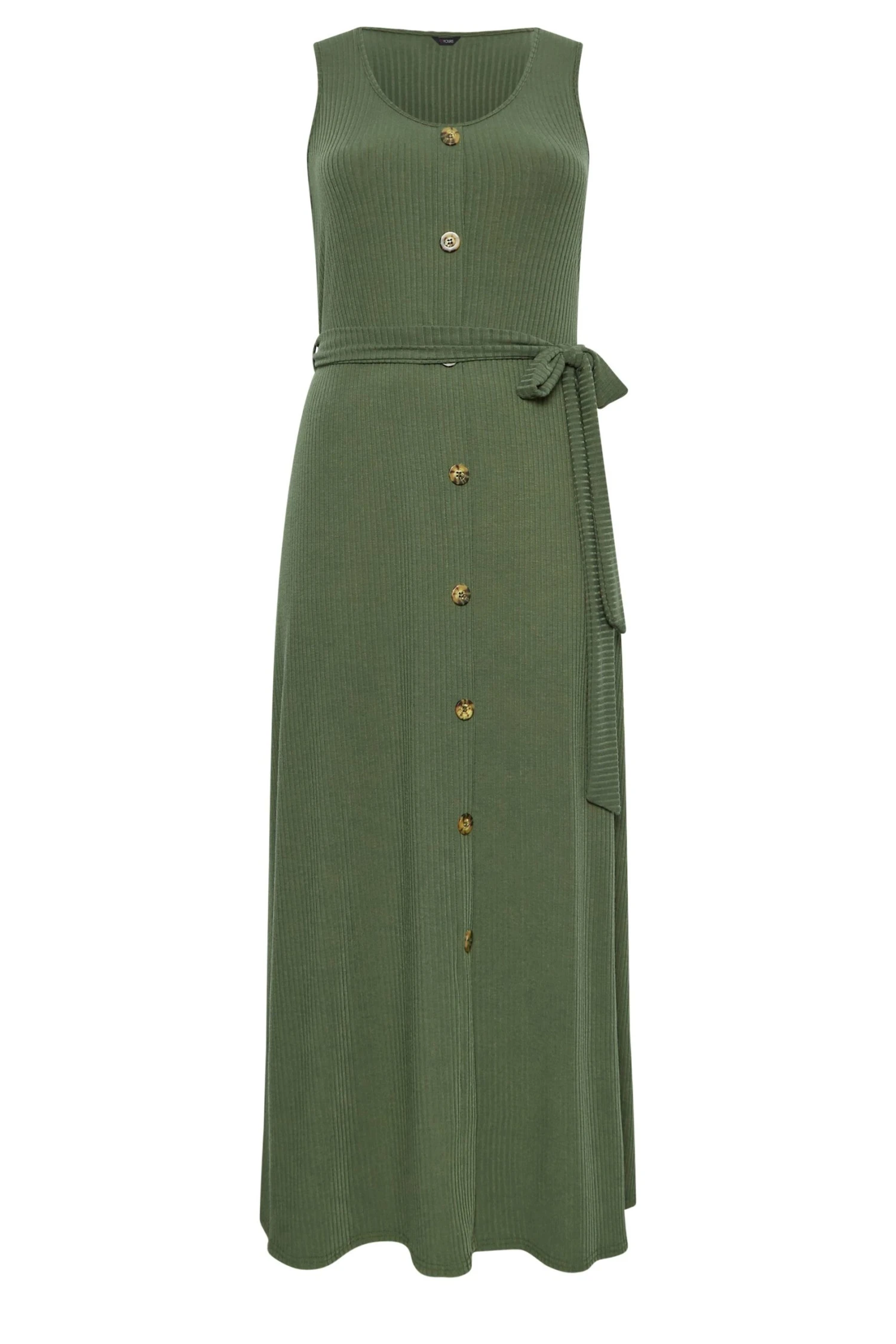 YOURS Curve Green Button Through Sleeveless Maxi Dress 7 YOURS Curve Green Button Through Sleeveless Maxi Dress - Image 5