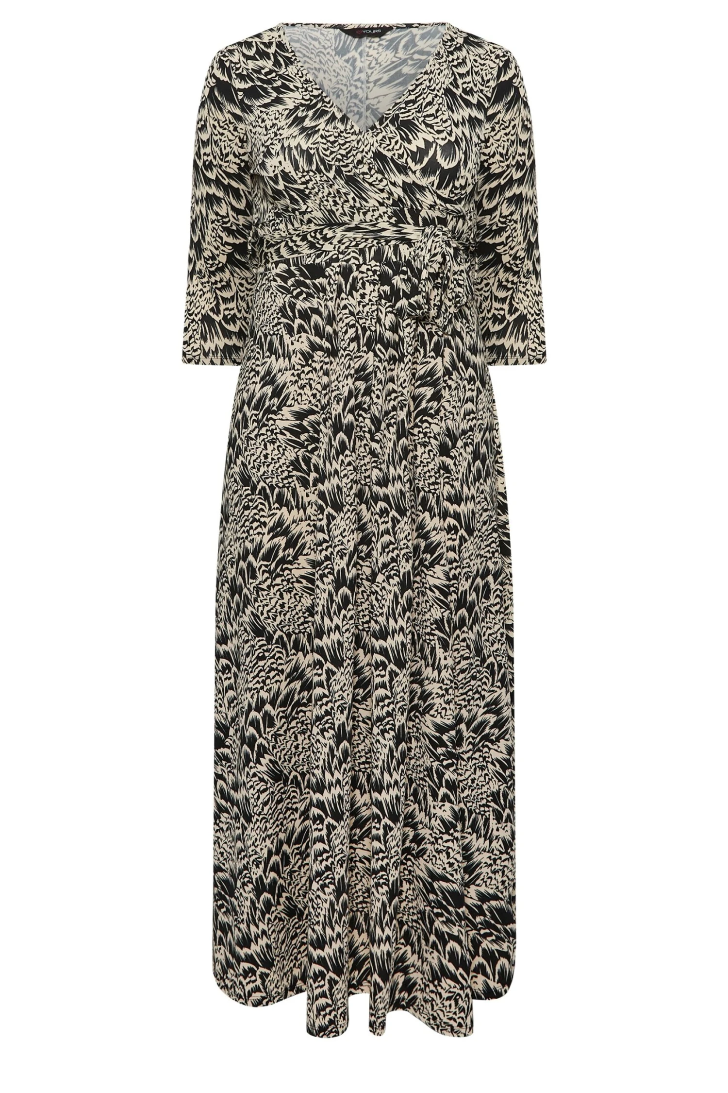 YOURS Curve Black & Beige Brown Abstract Floral V-Neck Maxi Dress 7 YOURS Curve Black & Beige Brown Abstract Floral V-Neck Maxi Dress - Image 5