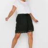 LIMITED COLLECTION Curve Black Broderie Anglaise Trim Shorts