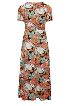 YOURS Curve Black & Orange Leaf Print Maxi Dress 13 YOURS Curve Black & Orange Leaf Print Maxi Dress -Plus Size Apparel Shop 55997c31 9130 44 302065 Y