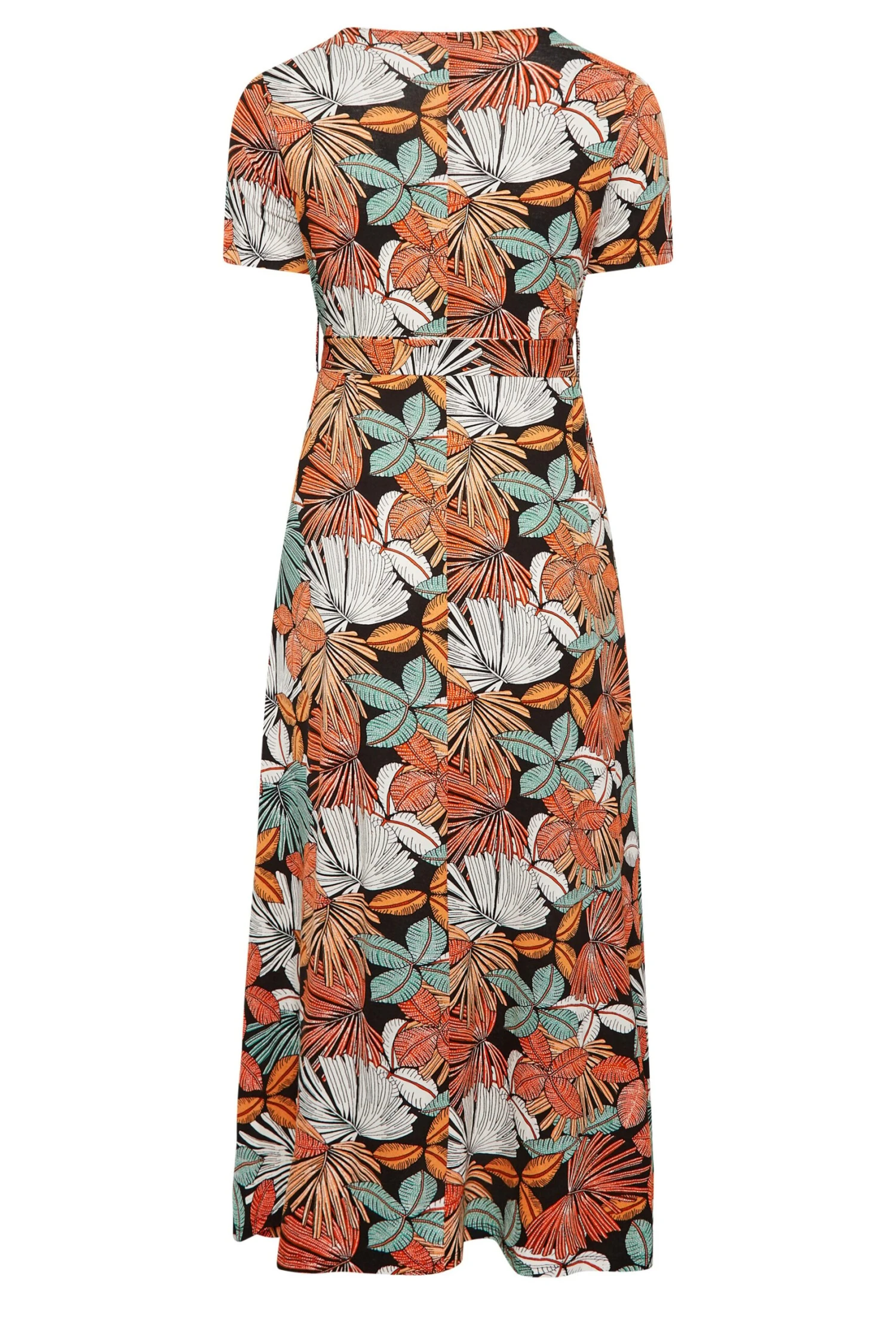 YOURS Curve Black & Orange Leaf Print Maxi Dress 8 YOURS Curve Black & Orange Leaf Print Maxi Dress - Image 6