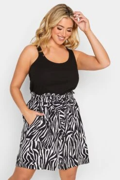 YOURS Curve Black Zebra Print Paperbag Waist Shorts -Plus Size Apparel Shop 55c1759e b0c7 4b 144802 A