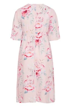 YOURS LONDON Curve Pink Floral Wrap Dress -Plus Size Apparel Shop 5625c52f bb42 44 161279 BK