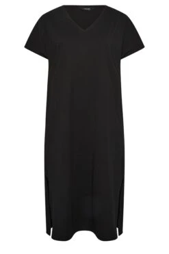 YOURS Curve Black Side Split Midaxi T-Shirt Dress -Plus Size Apparel Shop 56721837 f34f 41 137272 X