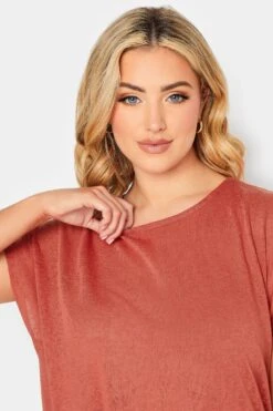YOURS Curve Rust Orange Linen Look T-Shirt 10 YOURS Curve Rust Orange Linen Look T-Shirt -Plus Size Apparel Shop 573d1783 e36c 46 320716 D