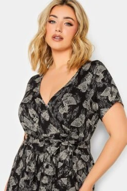 YOURS Curve Black Floral Wrap Tie Waist Maxi Dress -Plus Size Apparel Shop 5a0bb6cd 677f 4d 301910 D