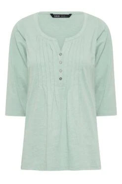 PixieGirl YOURS PETITE Curve Sage Green Cotton Henley Top -Plus Size Apparel Shop 5a1704a1 2a7c 43 174479 x