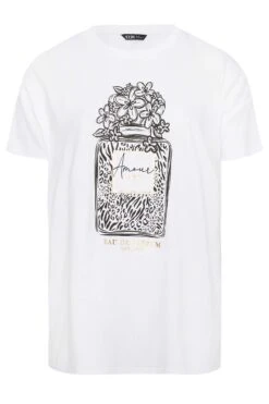 YOURS Curve White 'Amour' Perfume Print T-Shirt 12 YOURS Curve White 'Amour' Perfume Print T-Shirt -Plus Size Apparel Shop 5a459b14 a3e2 4a 320891 XR
