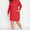 YOURS Curve Red Pocket Hoodie Dress -Plus Size Apparel Shop 5a8757b8 d113 4a 301730 B