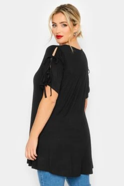 LIMITED COLLECTION Curve Black Tie Sleeve Top -Plus Size Apparel Shop 5b8ea2fc 236b 4f 215595 C
