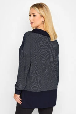 YOURS Curve Blue & Black Stripe Polo Neck Top -Plus Size Apparel Shop 5c68f89e 3c15 47 301619 C