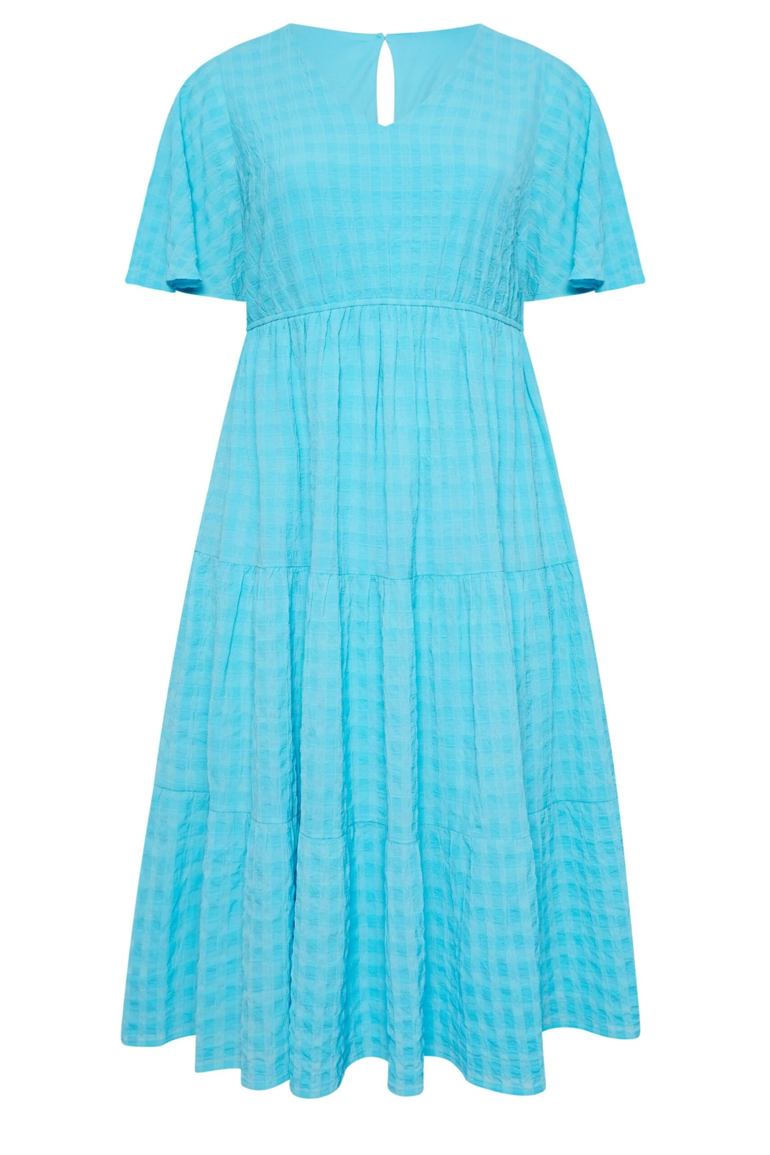 LIMITED COLLECTION Curve Aqua Blue Textured Tiered Smock Dress 8 LIMITED COLLECTION Curve Aqua Blue Textured Tiered Smock Dress - Image 6