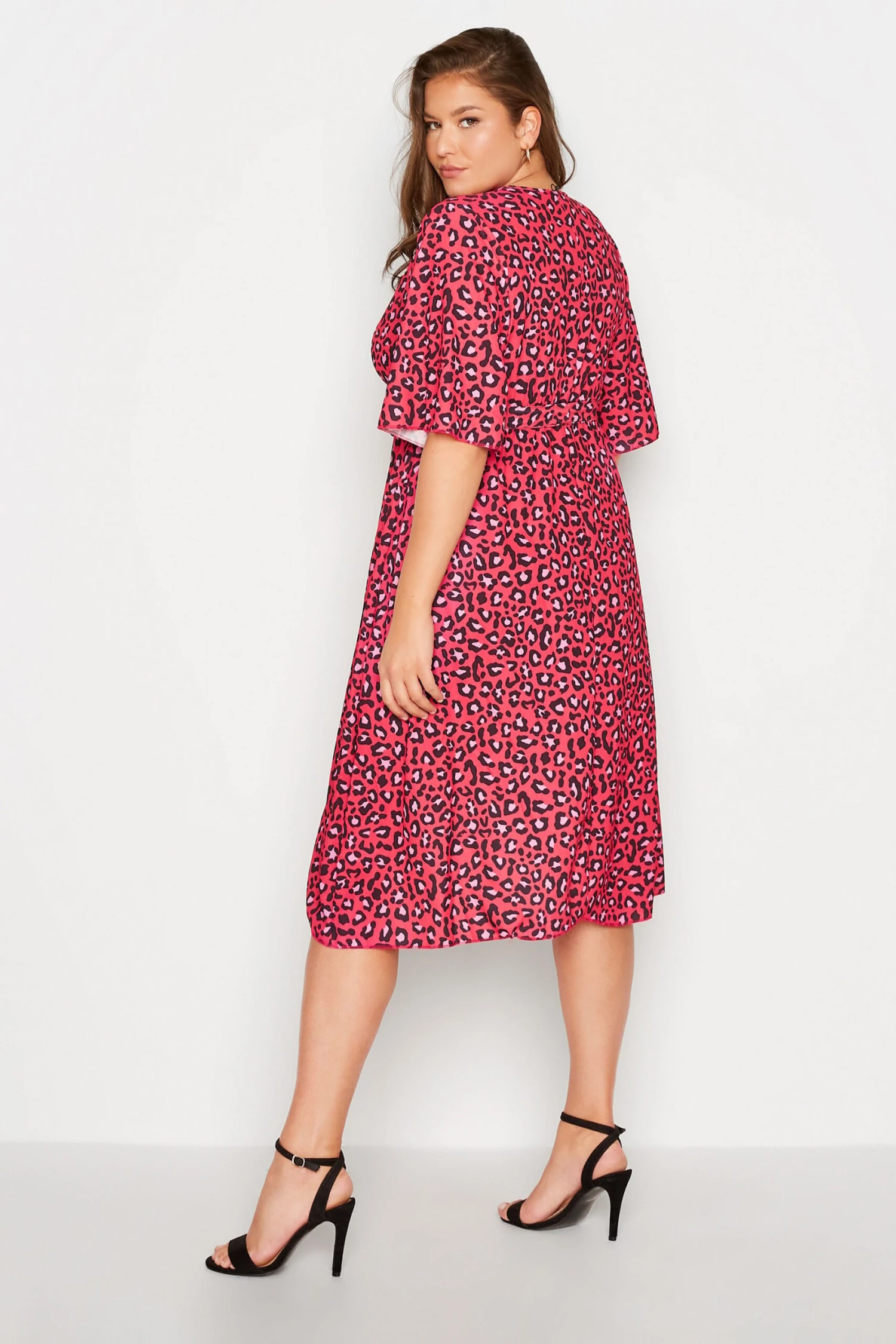 YOURS LONDON Curve Red Leopard Print Midi Wrap Dress 4 YOURS LONDON Curve Red Leopard Print Midi Wrap Dress - Image 2