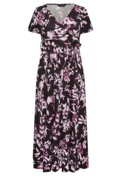 YOURS Curve Black Leaf Print Wrap Maxi Dress -Plus Size Apparel Shop 5f3807c3 5c87 41 137434 X