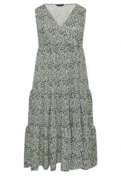 YOURS Curve Blue Floral Ditsy Print Maxi Wrap Dress -Plus Size Apparel Shop 5f9f93f1 d14f 4e 301897 X